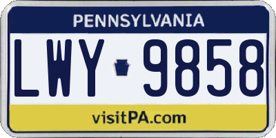 PA license plate LWY9858