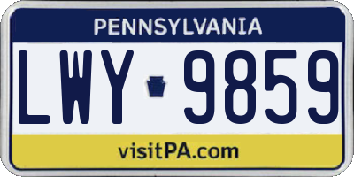 PA license plate LWY9859