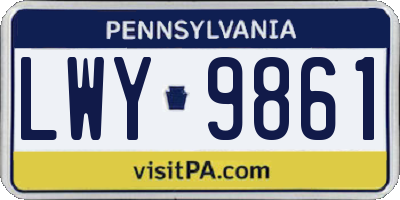 PA license plate LWY9861