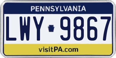 PA license plate LWY9867