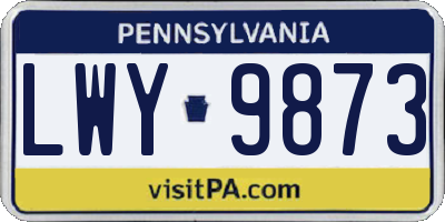 PA license plate LWY9873