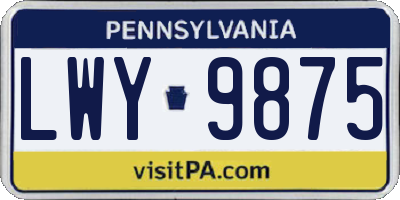 PA license plate LWY9875