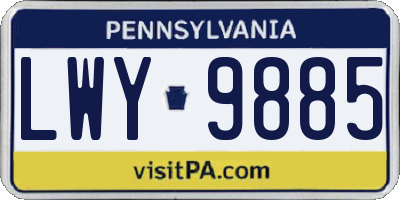 PA license plate LWY9885