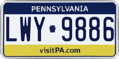 PA license plate LWY9886