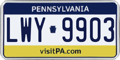 PA license plate LWY9903