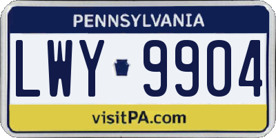 PA license plate LWY9904