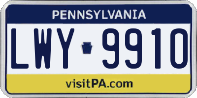 PA license plate LWY9910