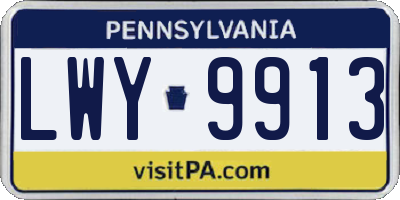 PA license plate LWY9913