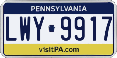 PA license plate LWY9917