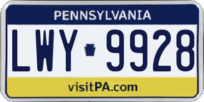 PA license plate LWY9928