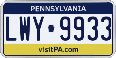 PA license plate LWY9933