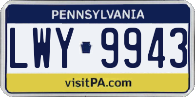 PA license plate LWY9943