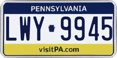 PA license plate LWY9945