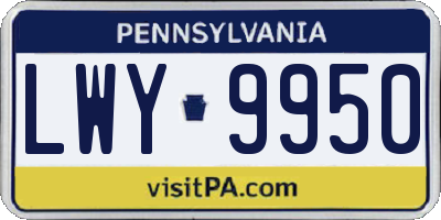PA license plate LWY9950