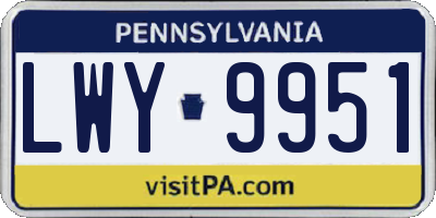 PA license plate LWY9951