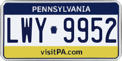 PA license plate LWY9952