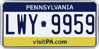 PA license plate LWY9959