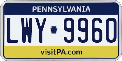 PA license plate LWY9960