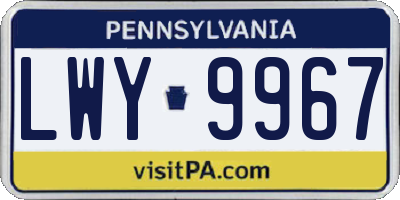 PA license plate LWY9967