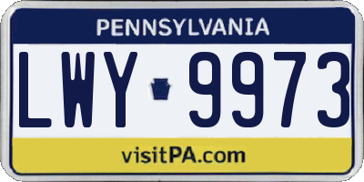 PA license plate LWY9973