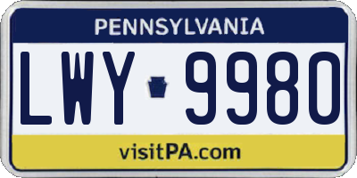 PA license plate LWY9980