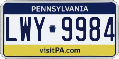 PA license plate LWY9984