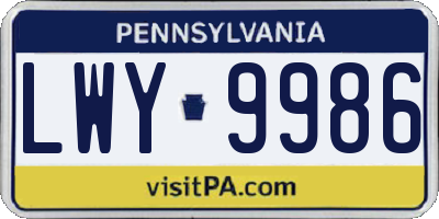PA license plate LWY9986