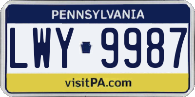 PA license plate LWY9987