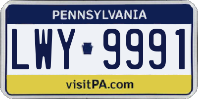 PA license plate LWY9991