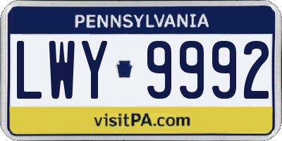 PA license plate LWY9992