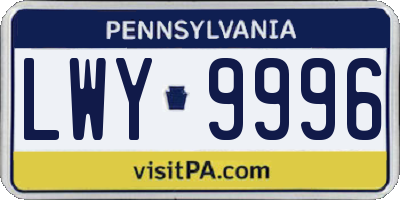 PA license plate LWY9996