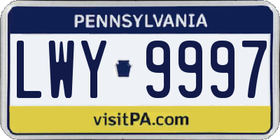 PA license plate LWY9997