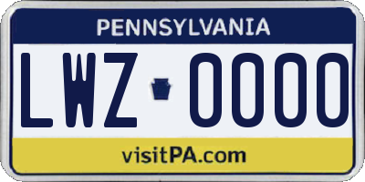 PA license plate LWZ0000
