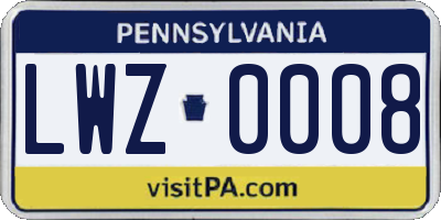 PA license plate LWZ0008