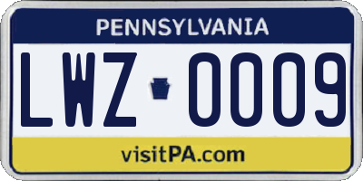 PA license plate LWZ0009