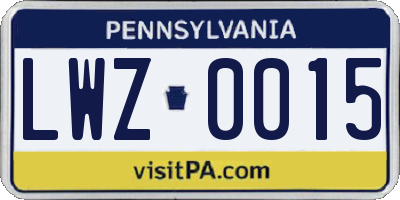 PA license plate LWZ0015