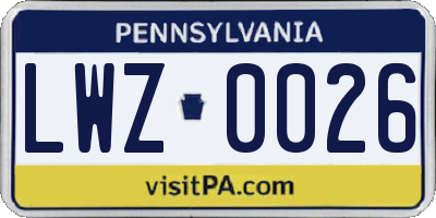 PA license plate LWZ0026