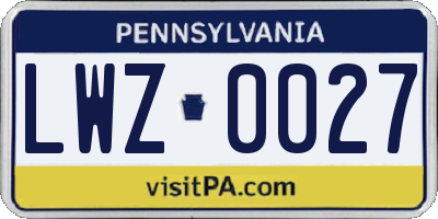 PA license plate LWZ0027