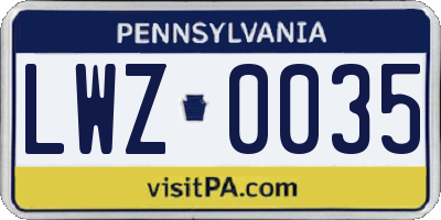 PA license plate LWZ0035