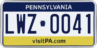 PA license plate LWZ0041