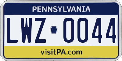 PA license plate LWZ0044