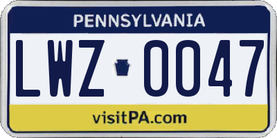 PA license plate LWZ0047