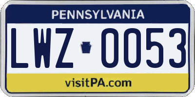 PA license plate LWZ0053