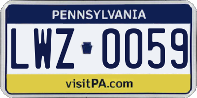 PA license plate LWZ0059