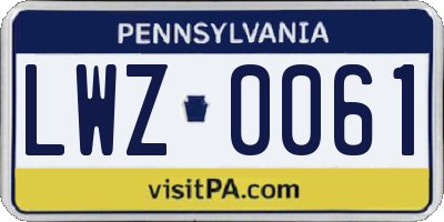 PA license plate LWZ0061