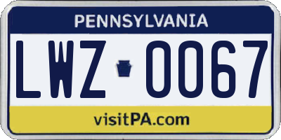 PA license plate LWZ0067