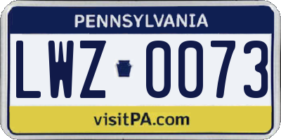 PA license plate LWZ0073