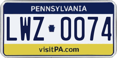 PA license plate LWZ0074
