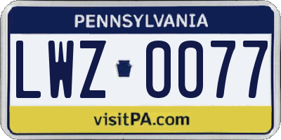 PA license plate LWZ0077