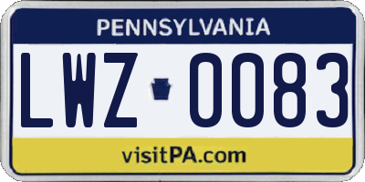 PA license plate LWZ0083